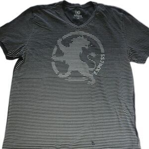 Express Men's Black & White Striped Lion V-Neck T-Shirt Size Large